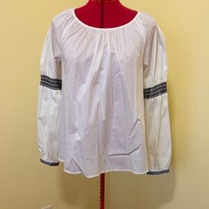 Elizabeth and James White Blouse with Black Detailing